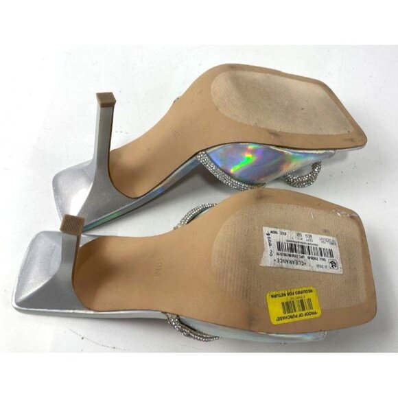 Steve Madden Silver Holographic Bow Heels Size 8 - Picture 5 of 5